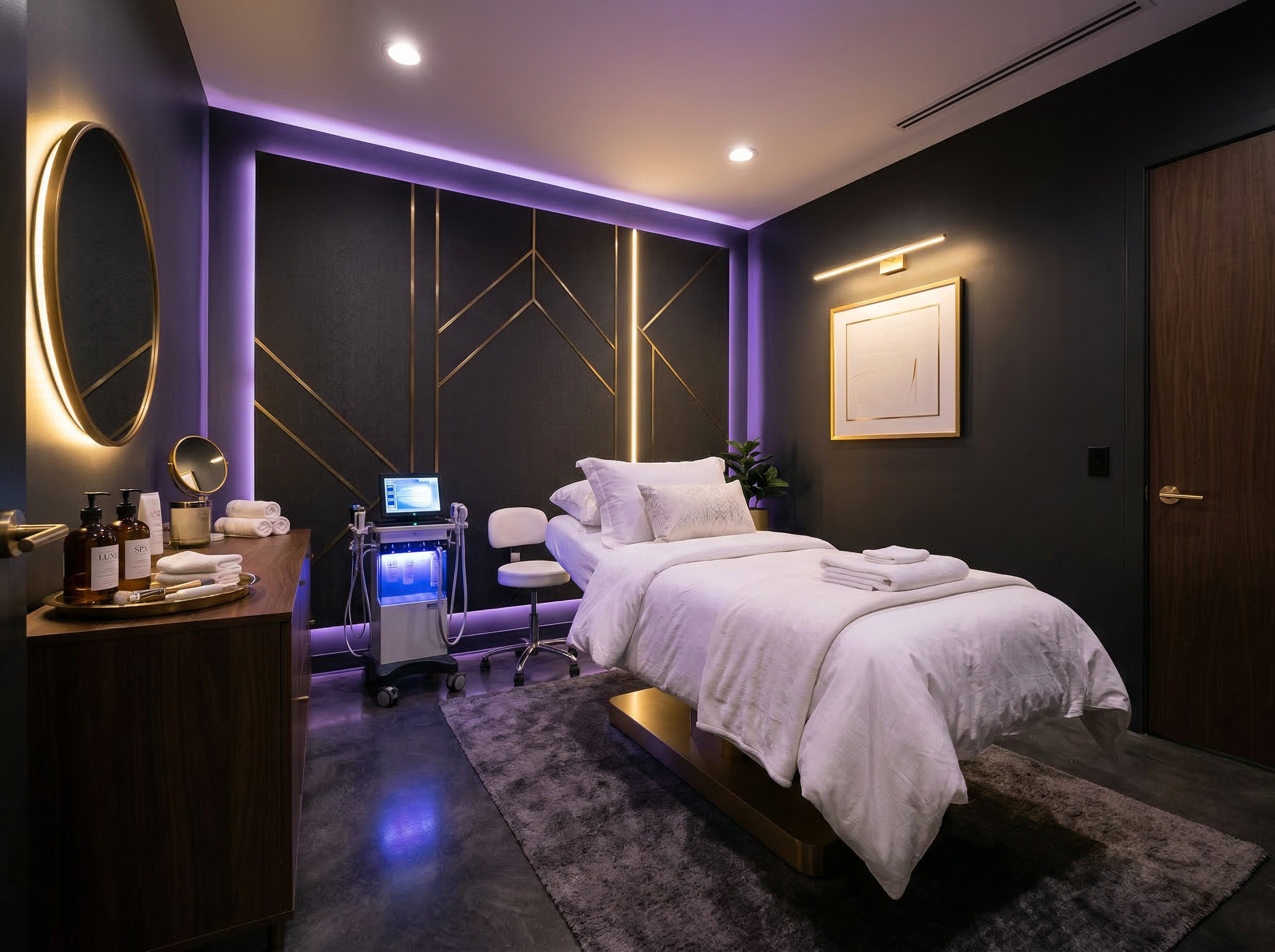 Luxury treatment room with advanced laser equipment